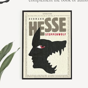 Póster imprimible de la portada del libro "El Lobo Estepario" en página vintage. Impresión de Hermann Hesse. Arte mural imprimible. Regalos literarios para amantes de la lectura.