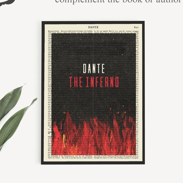 Printable Dante's Inferno Book Cover Poster Print, Dante Alighieri Wall Art Decor, Classic Literary Gifts, Wall Art for Study, Bookish Gift