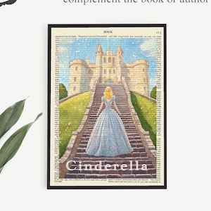 Printable &#39;Cinderella&#39; Book Cover Art Print, Kids Playoom Wall Art, Girls Nursery, Grimm Fairytale Prints, Childrens Bedroom Decor