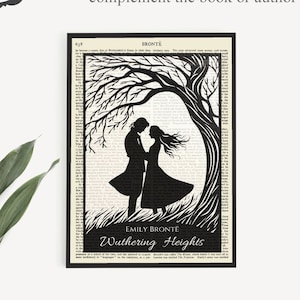 Impressão de arte de parede do Morro dos Ventos Uivantes para impressão em página antiga de "Bronte", impressões de arte de capa de livro, presente de última hora ou decoração feminina para escritório em casa