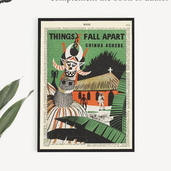 A Downloadable 'Things Fall Apart' Book Art Print on a Vintage 1911 Encyclopedia Britannica Page, Achebe Chinua Print, Printable Book Cover