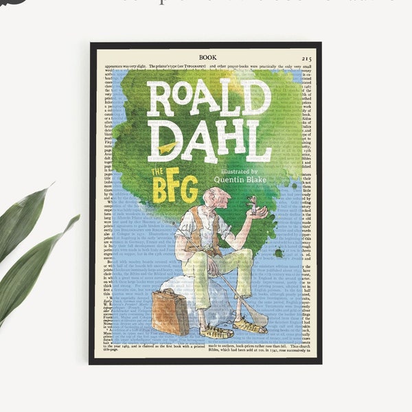 Printable 'Big Friendly Giant' Book Cover Art, Roald Dahl BFG Print, Kids Room Wall Art Prints, Nursery Decor Gift Ideas, Poster Prints
