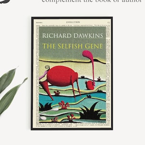 Printable &#39;The Selfish Gene&#39; Book Cover Poster, Gift for Evolutionary Biologist, Classroom Wall Art Print, Home Office Decor, Dorm Room Art