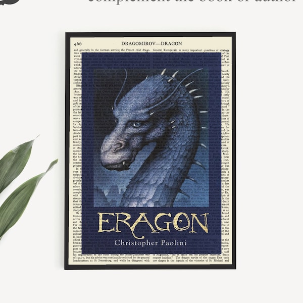 Printable 'Eragon' Book Cover Poster on Vintage Page, Dragon Poster Print, Young Adult Book Gifts, YA Book Wall Art Prints, Dragon Decor