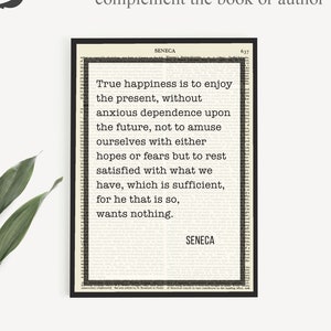 Printable Seneca True Happiness Quote Art Print, Stoic Wall Art Poster Prints, Seneca Quote, Mens Home Office, Masculine Wall Art