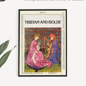 Printable &#39;Tristan and Isolde&#39; Book Cover Print on Old Page, Printable Gift Ideas, English Medieval Literature, Celtic Legend Print