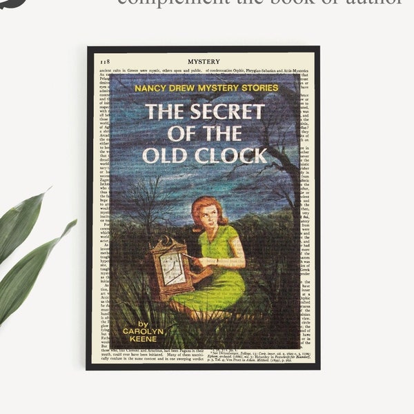 Printable 'The Secret Of The Old Clock' Buchhülle Print, Nancy Drew Poster, Mystery Wall Art Dekor, 1980er Nostalgie Geschenke