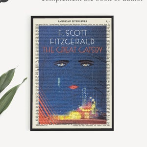 Impresión de portada de libro de El Gran Gatsby en página vintage, regalo de último minuto para fans de F. Scott Fitzgerald, póster decorativo estilo Flapper.