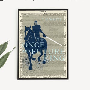 Printable &#39;The Once And Future King&#39;, Book Cover Print on Old Page, Kids Room Wall Art Decor, Affordable Children&#39;s Book Classroom Art