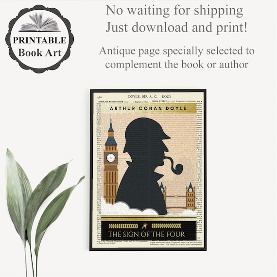 Printable 'The Sign Of The Four', Sherlock Holmes Book Cover Poster, Home Office Decor, Literary Decor, Sherlock Prints, London Art