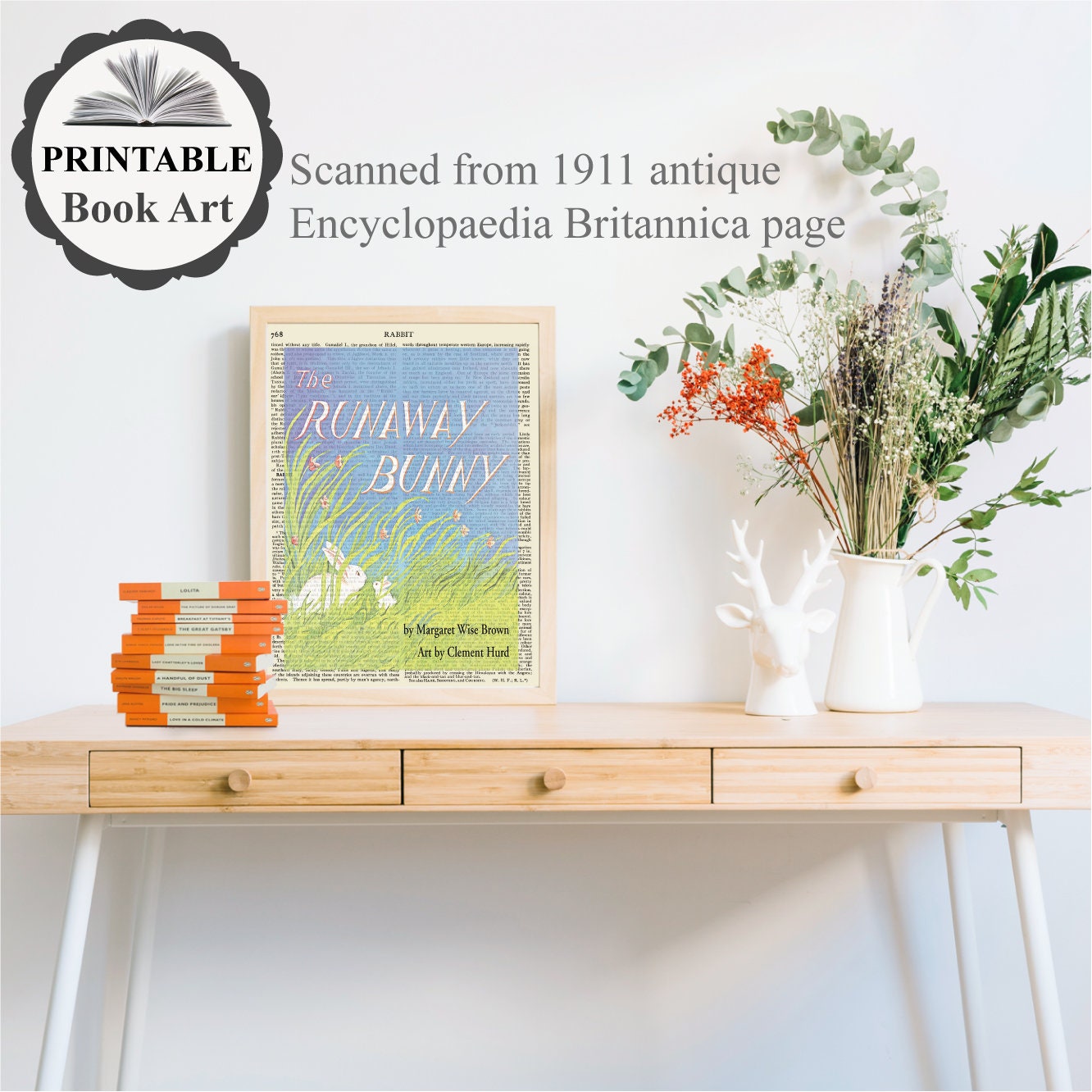 Runaway Printable Printable 'the Runaway Bunny' Book Cover Print on Old Page ...