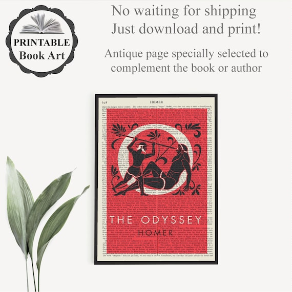 Printable 'The Odyssey' Art Print, Homer Book Cover Wall Art, Classic Greek Mythology, Downloadable Dorm Room Decor, Classics Student Gift