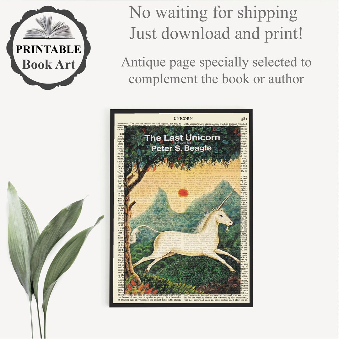 Printable 'the Last Unicorn' Book Cover Art Print, Kids Room Unicorn ...