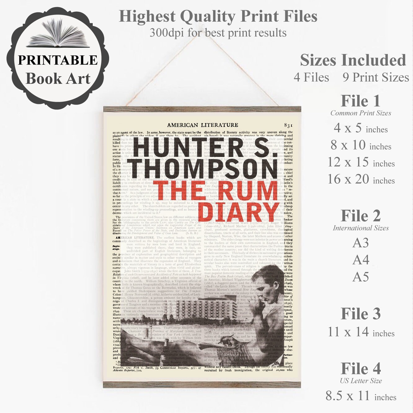 Printable 'The Rum Diary' Book Cover Print Hunter S Etsy