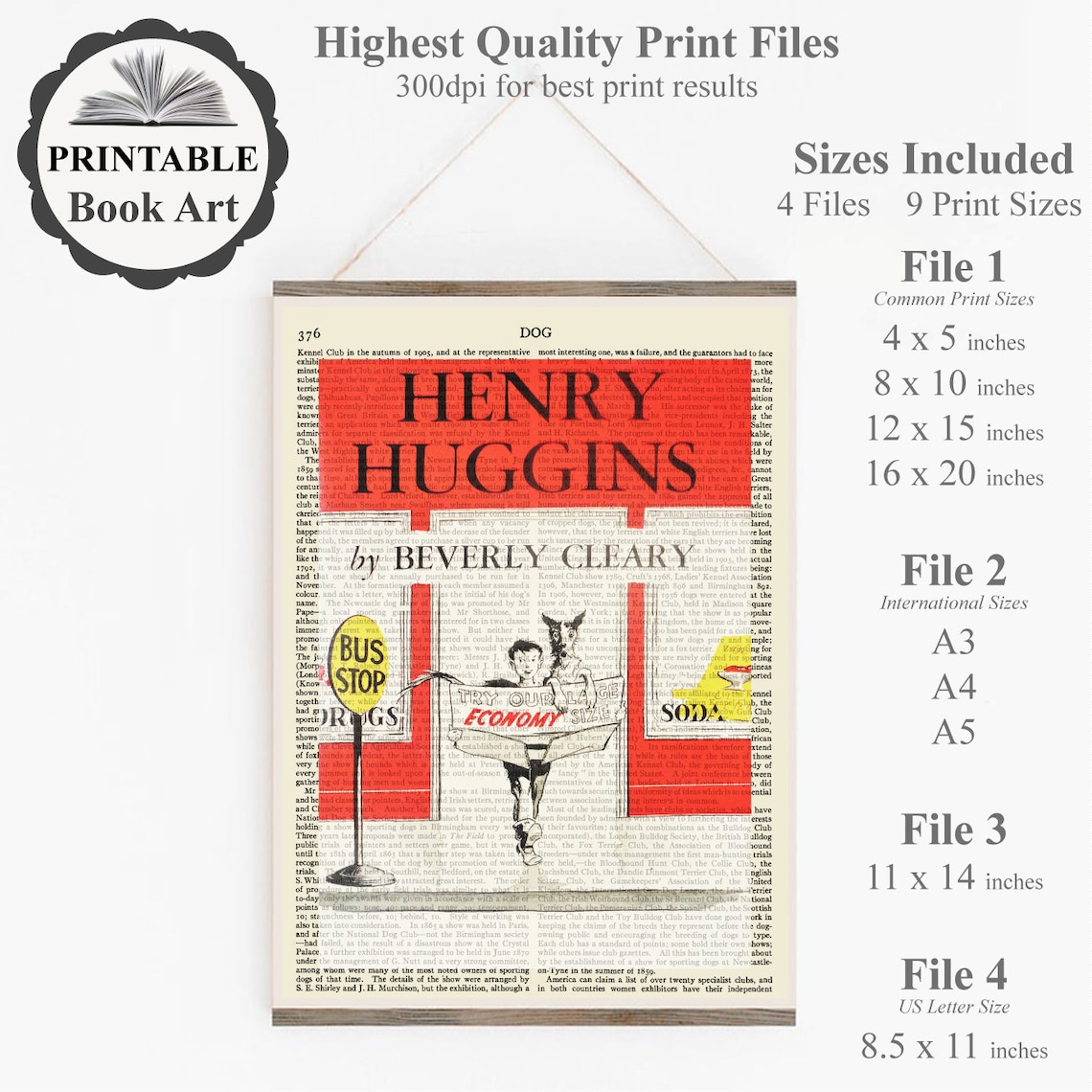 Printable 'Henry Huggins' Book Cover Poster Print on | Etsy