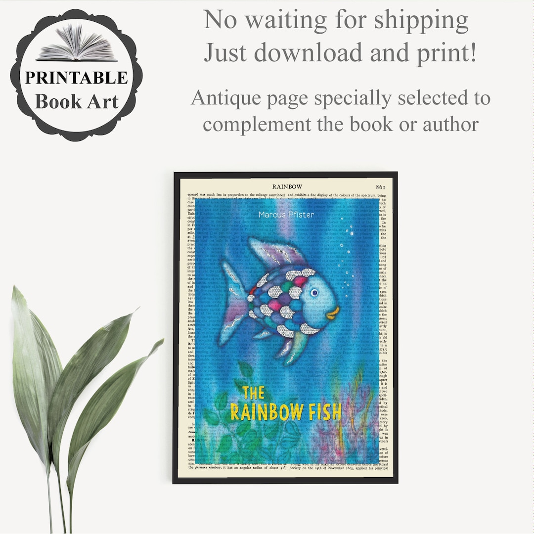 Printable 'the Rainbow Fish' Book Poster Print on Old Page, Kids Bedroom Wall Art Decor ...