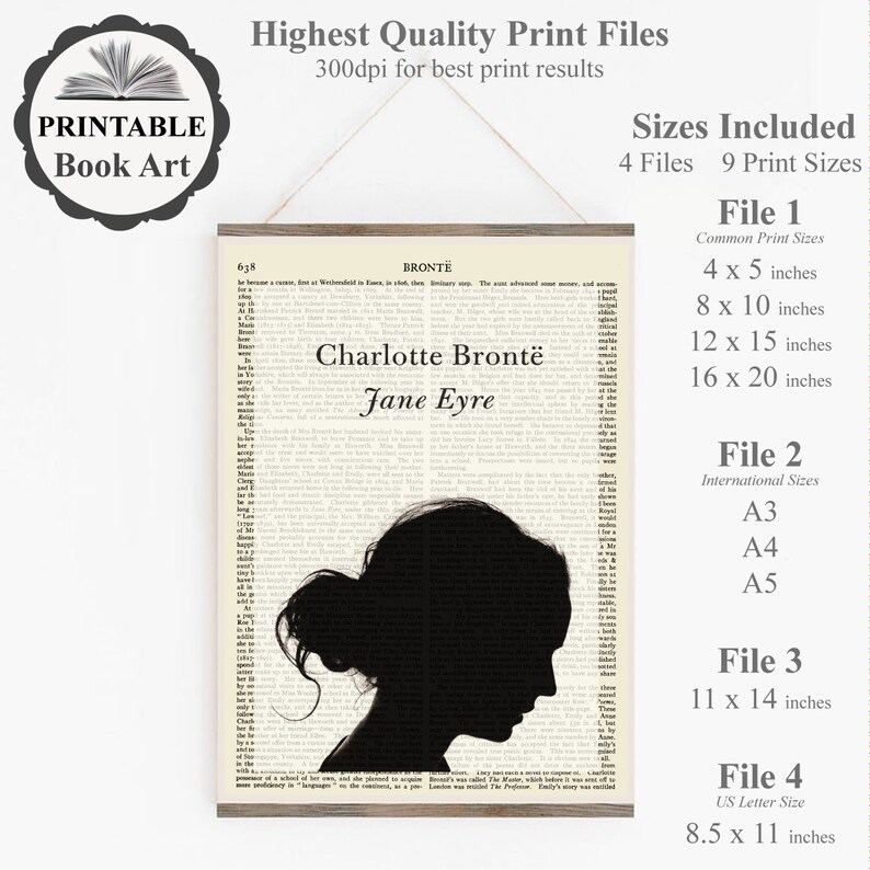 Printable Jane Eyre Book Cover Page on Old Page Instant | Etsy
