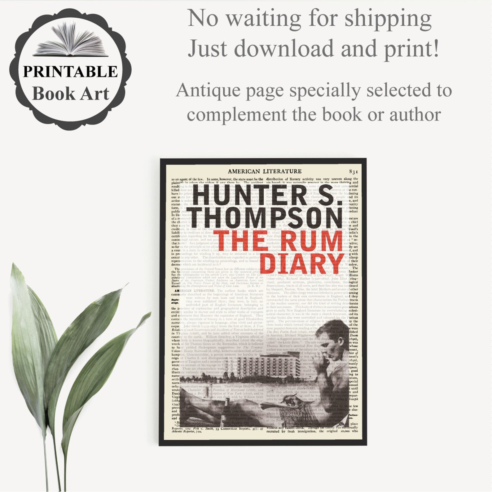 Printable 'The Rum Diary' Book Cover Print Hunter S Etsy