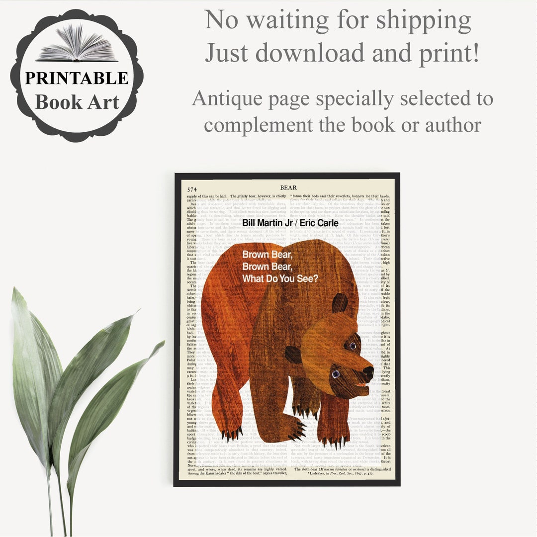 Printable 'brown Bear' Book Poster Print on Old Page, Kids