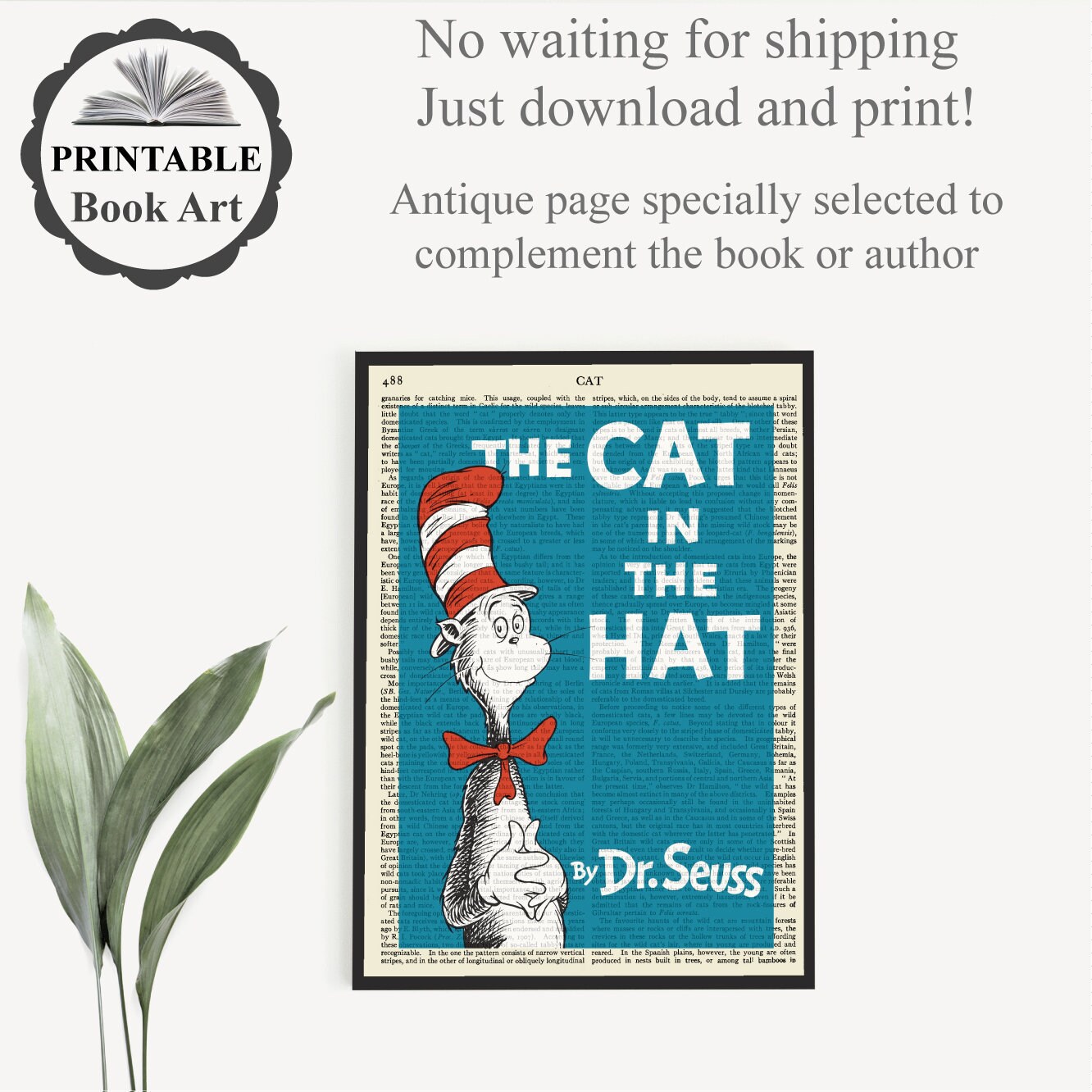Printable 'the Cat in the Hat' Book Cover Art Print on | Etsy
