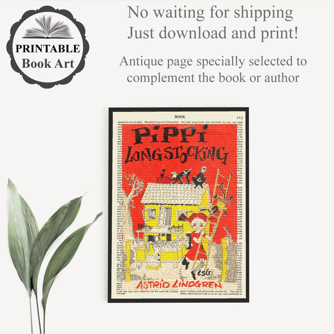 Printable 'pippi Longstocking' Book Cover Art on Old - Etsy