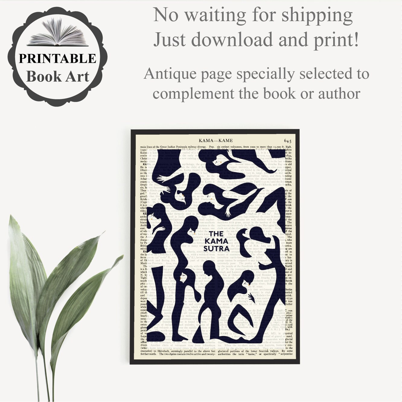 Printable Book Cover Art of the Kama Sutra on Vintage Page - Etsy