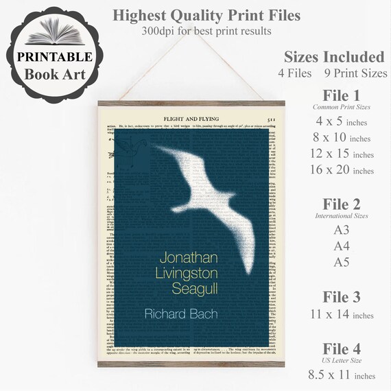 Printable Jonathan Livingston Seagull Book Cover Art Print on