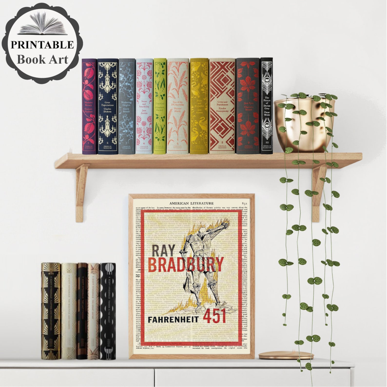 Printable Book Cover Fahrenheit 451 by Ray Bradbury on - Etsy