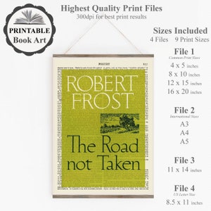 Printable 'the Road Not Taken' Book Cover Art Print, Robert Frost