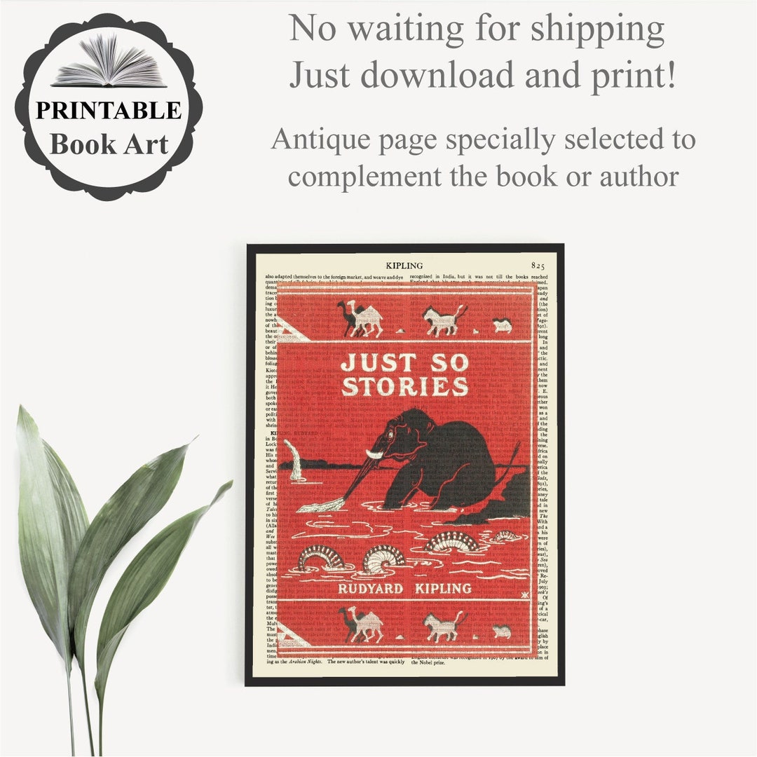 Printable 'just so Stories' Art Print, Book Cover Poster, Kids Wall Art ...