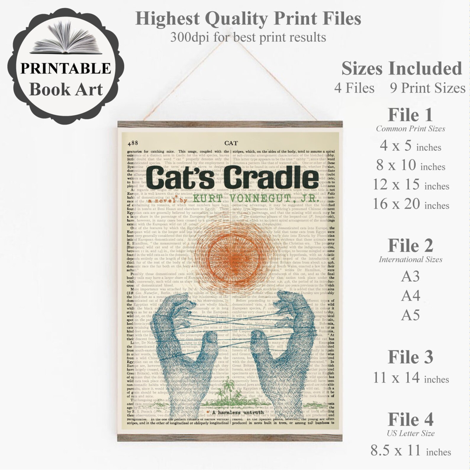 Cat's Cradle Downloadable Book Cover Poster Print by Kurt Etsy