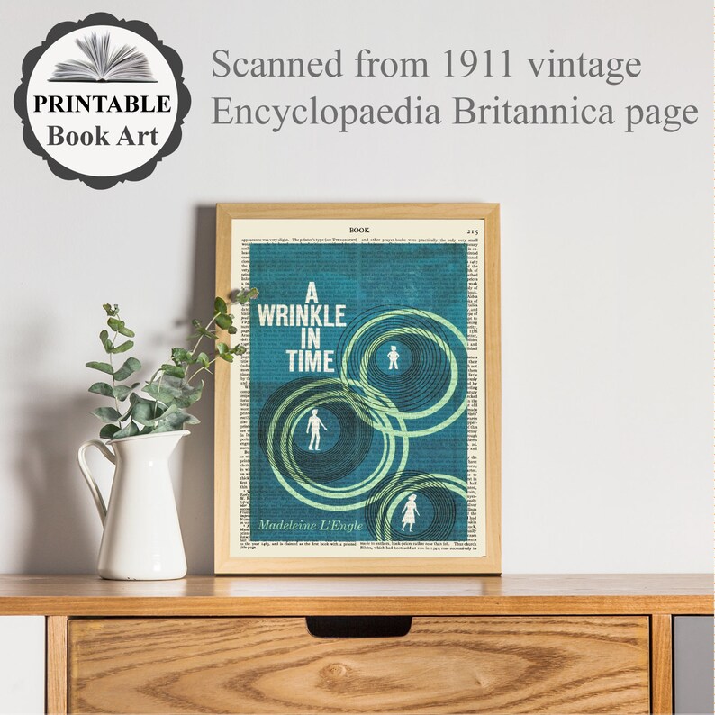 Bookish Gift Wall Art Printable Book Art Bookshelf Decor Madeleine L\u2019Engle/'s A Wrinkle In Time Print Kids Room Poster Prints