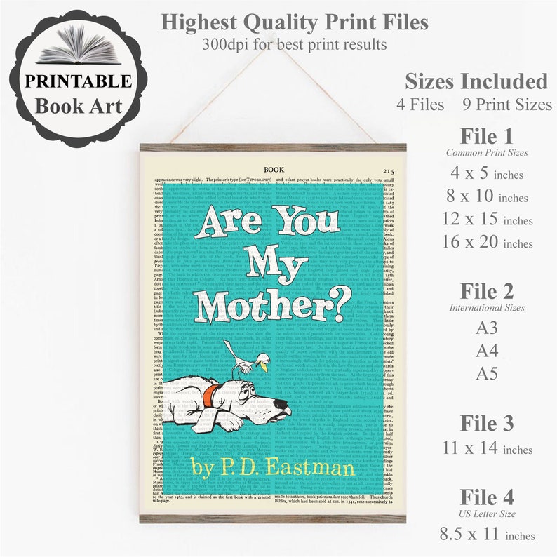 Printable 'are You My Mother' Book Cover Poster Print | Etsy