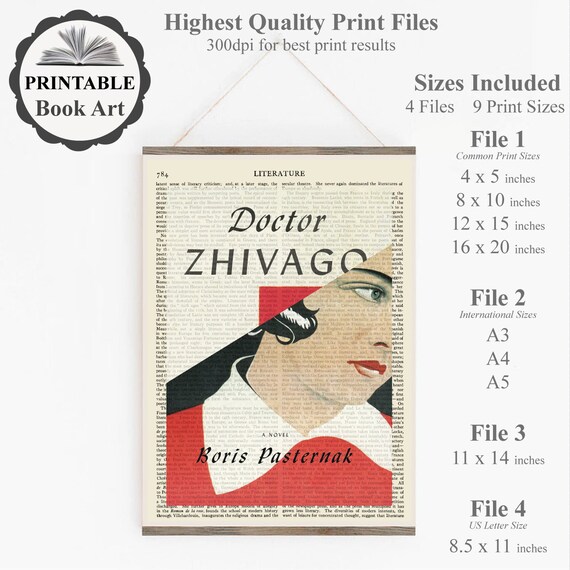 Printable Doctor Zhivago Book Cover Art Print on Old Page, Russian Printable Doctor Zhivago Book Cover Art Print on Old Page, Russian