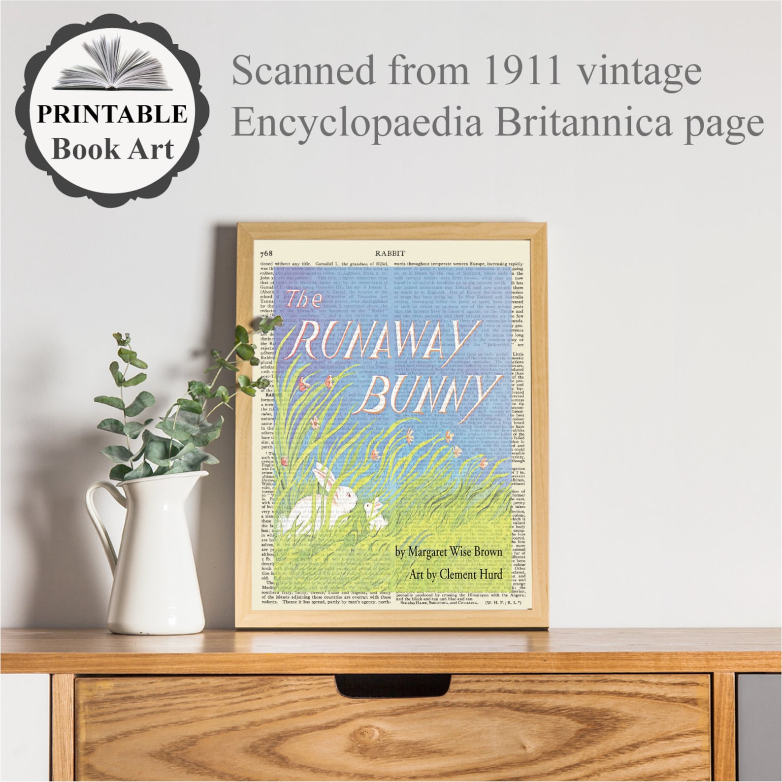 Runaway Printable Printable 'the Runaway Bunny' Book Cover Print on Old Page ...
