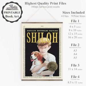 Printable 'shiloh' Book Cover Art Print, Bookish Teacher Gifts, Dog Lovers Book Art, Classroom ...