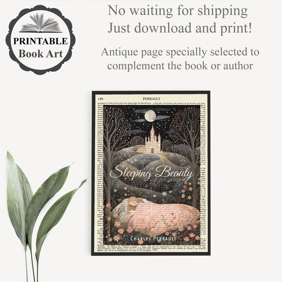 Printable 'sleeping Beauty' Book Cover on Old Page, Nursery Wall Art ...