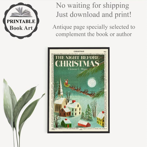 Printable 'The Night Before Christmas' Book Cover Poster Print, Christmas Decor, Wall Art Print For Kids Room, Printable Gift Ideas