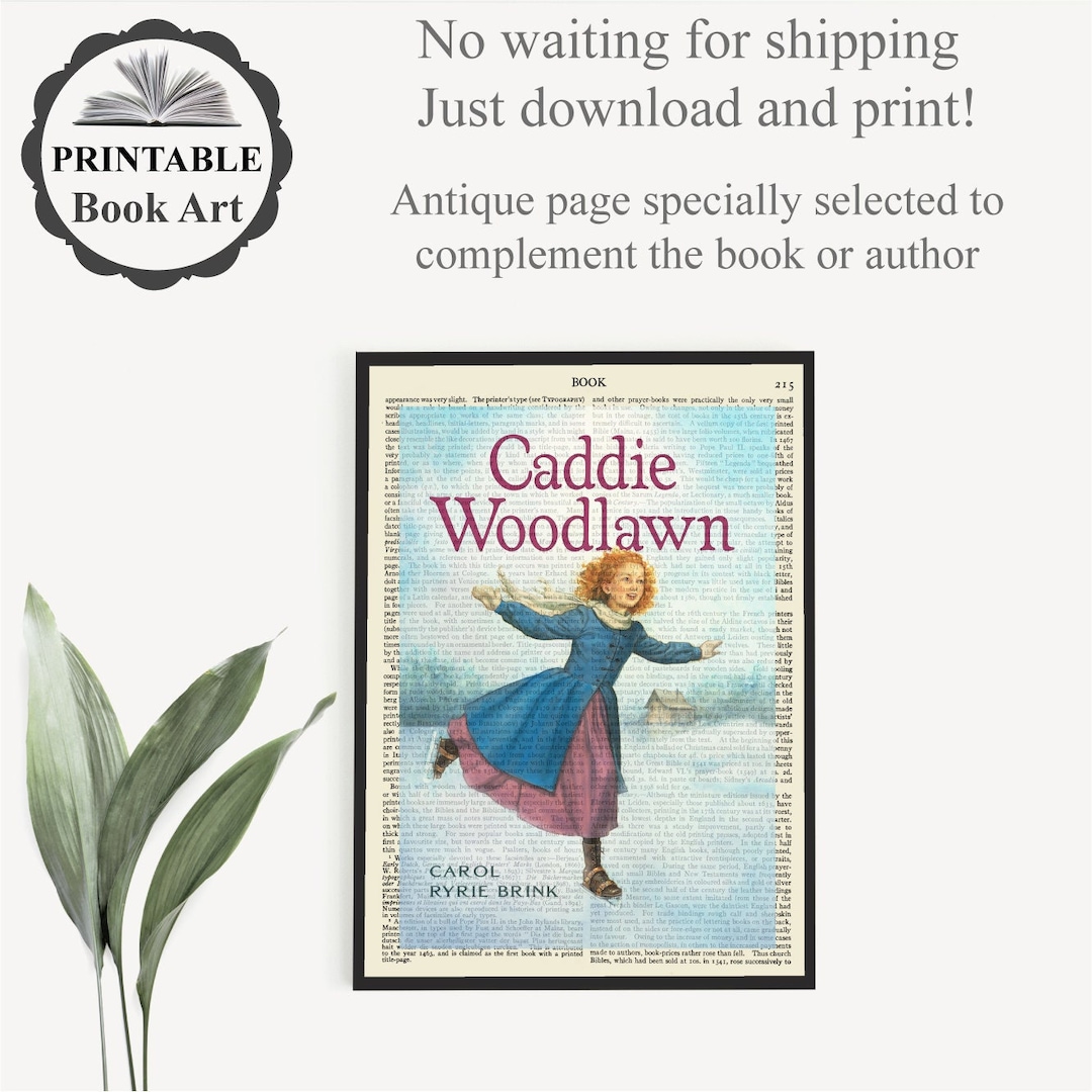 Printable 'caddie Woodlawn' Book Cover Print on Old Page, Classroom Poster, Childrens Book Art