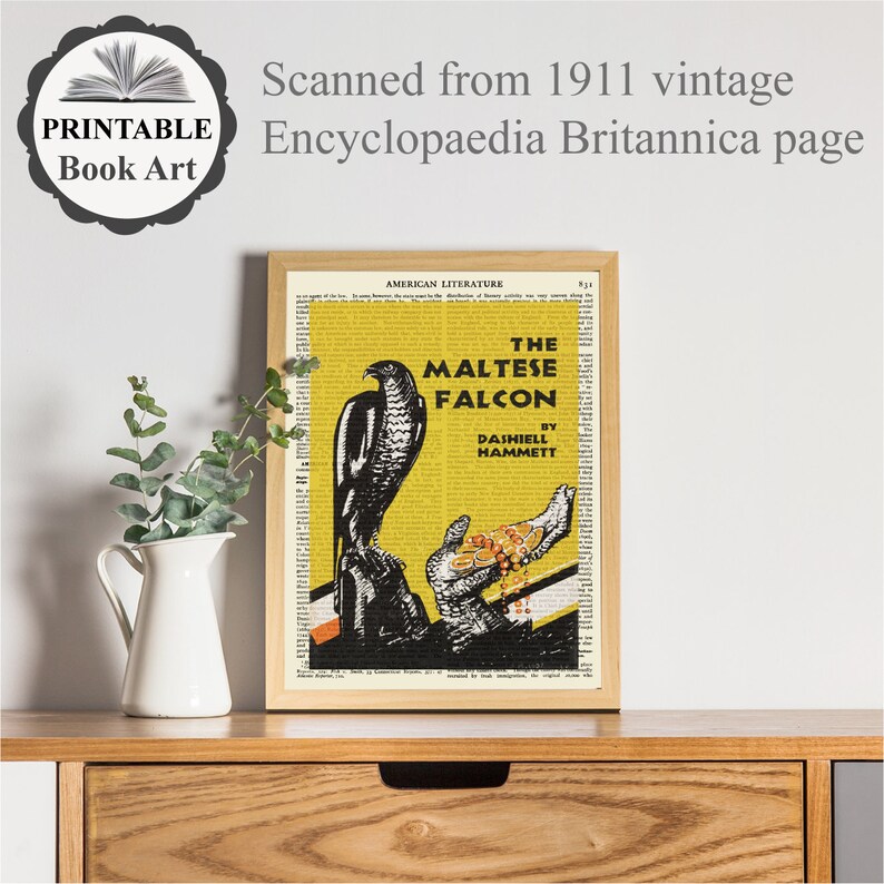 Printable Book Cover 'the Maltese Falcon' on Old Page, Hardboiled ...
