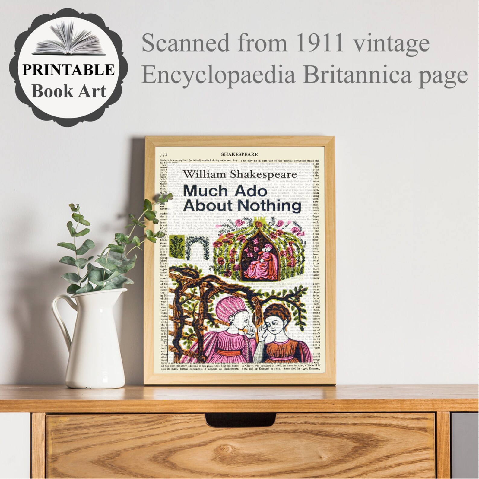 Printable 'Much Ado About Nothing' Play Book Cover Art | Etsy