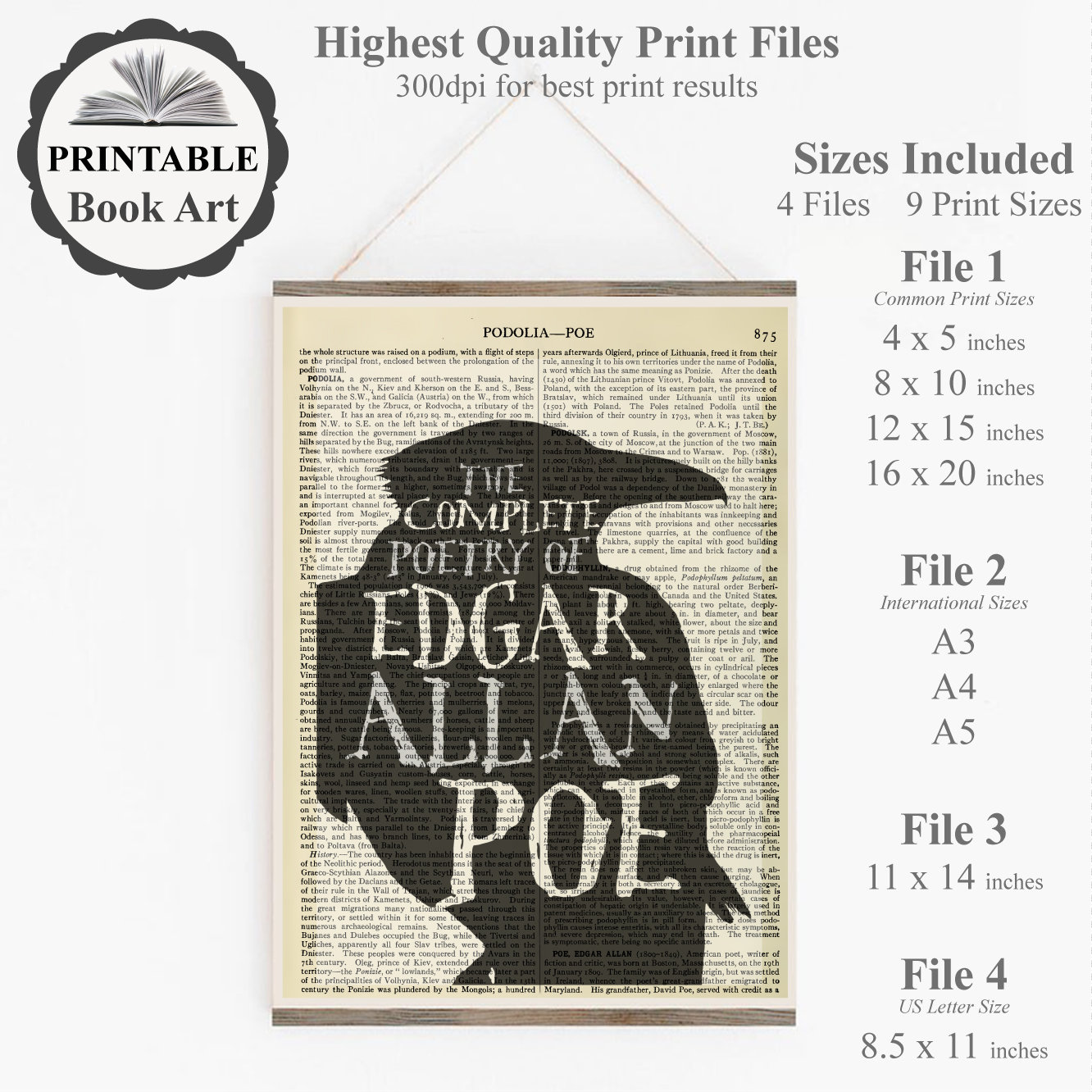 Edgar Allen Poe Printable Complete Poetry of Edgar Allen Poe - Etsy
