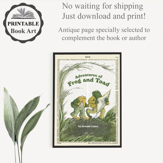 Printable 'Frog and Toad' Book Poster Print on Old Encyclopaedia Page, Kids Room Decor, Children's Book Wall Art Gift, Classroom Wall Decor