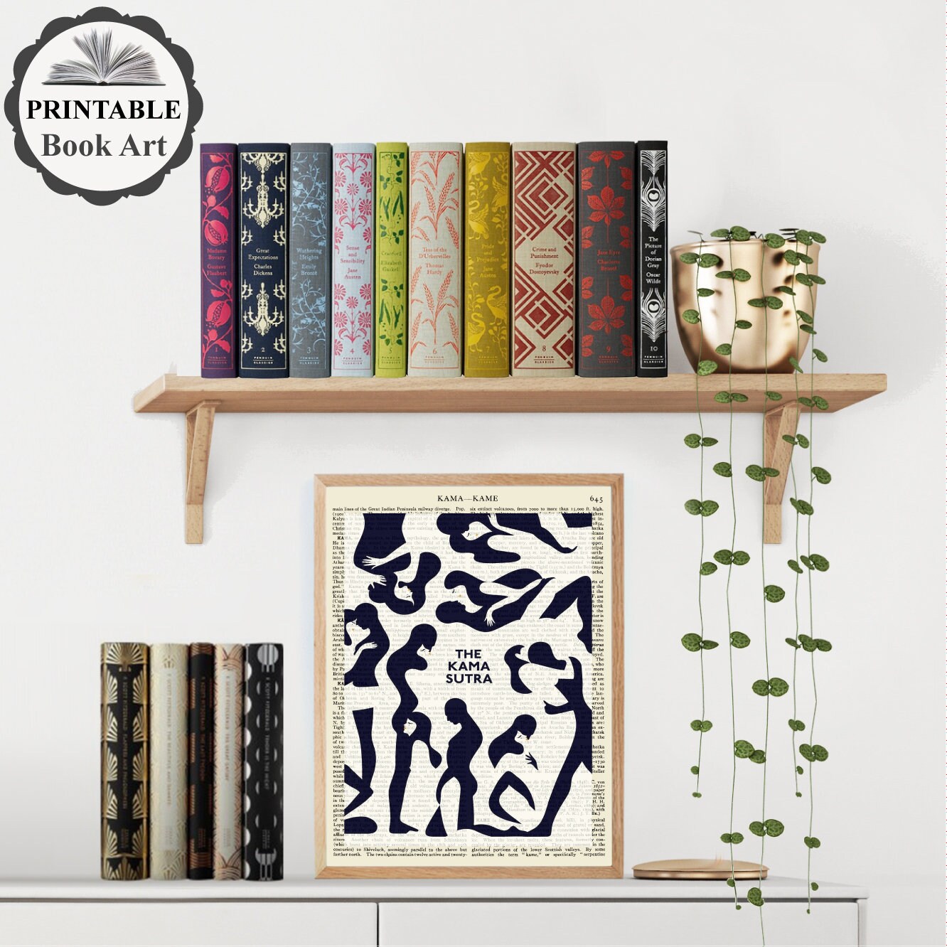 Printable Book Cover Art of the Kama Sutra on Vintage Page - Etsy