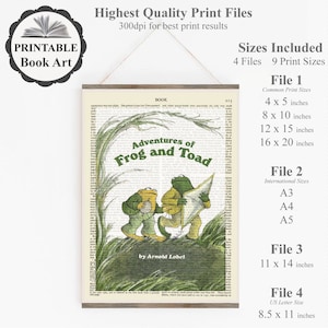 Printable 'Frog and Toad' Book Poster Print on Old Encyclopaedia Page, Kids Room Decor, Children's Book Wall Art Gift, Classroom Wall Decor image 2
