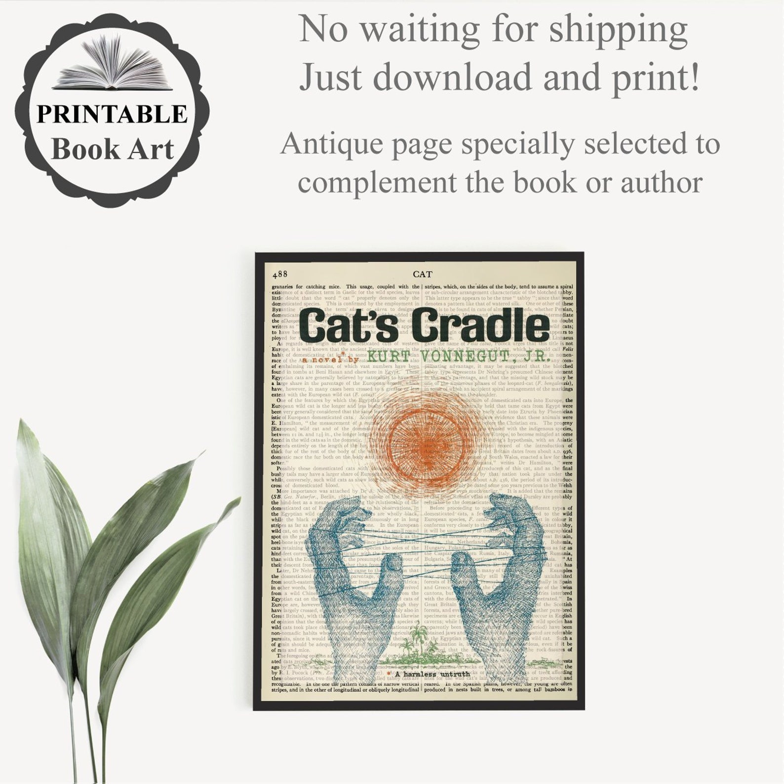 Cat's Cradle Downloadable Book Cover Poster Print by Kurt Etsy