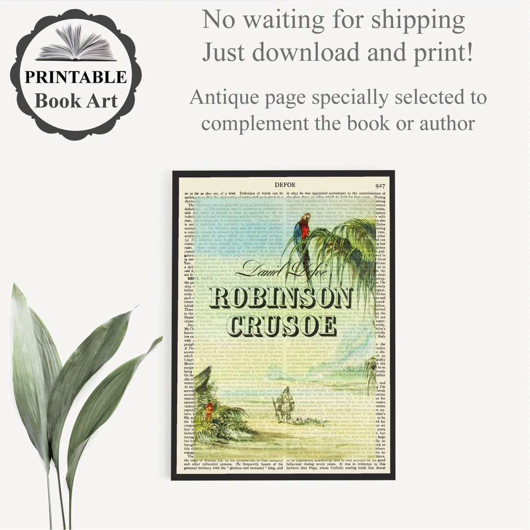 Printable 'robinson Crusoe' Book Cover Art Daniel - Etsy