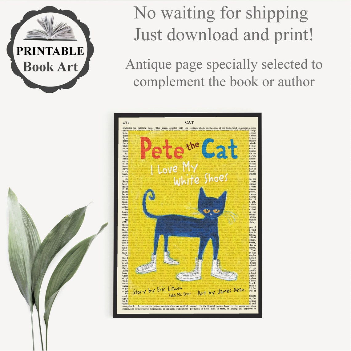 Printable 'pete the Cat' Book Cover Art Print on Old - Etsy