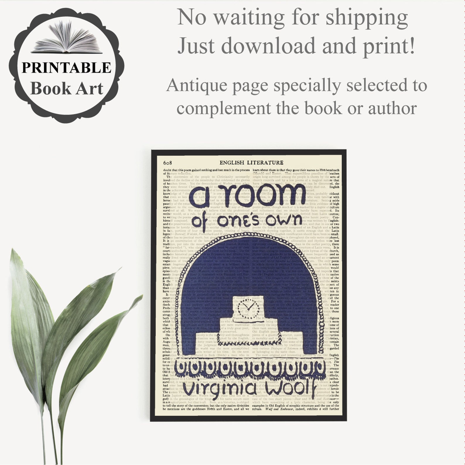 Printable 'A Room of One's Own' Book Cover on Old - Etsy