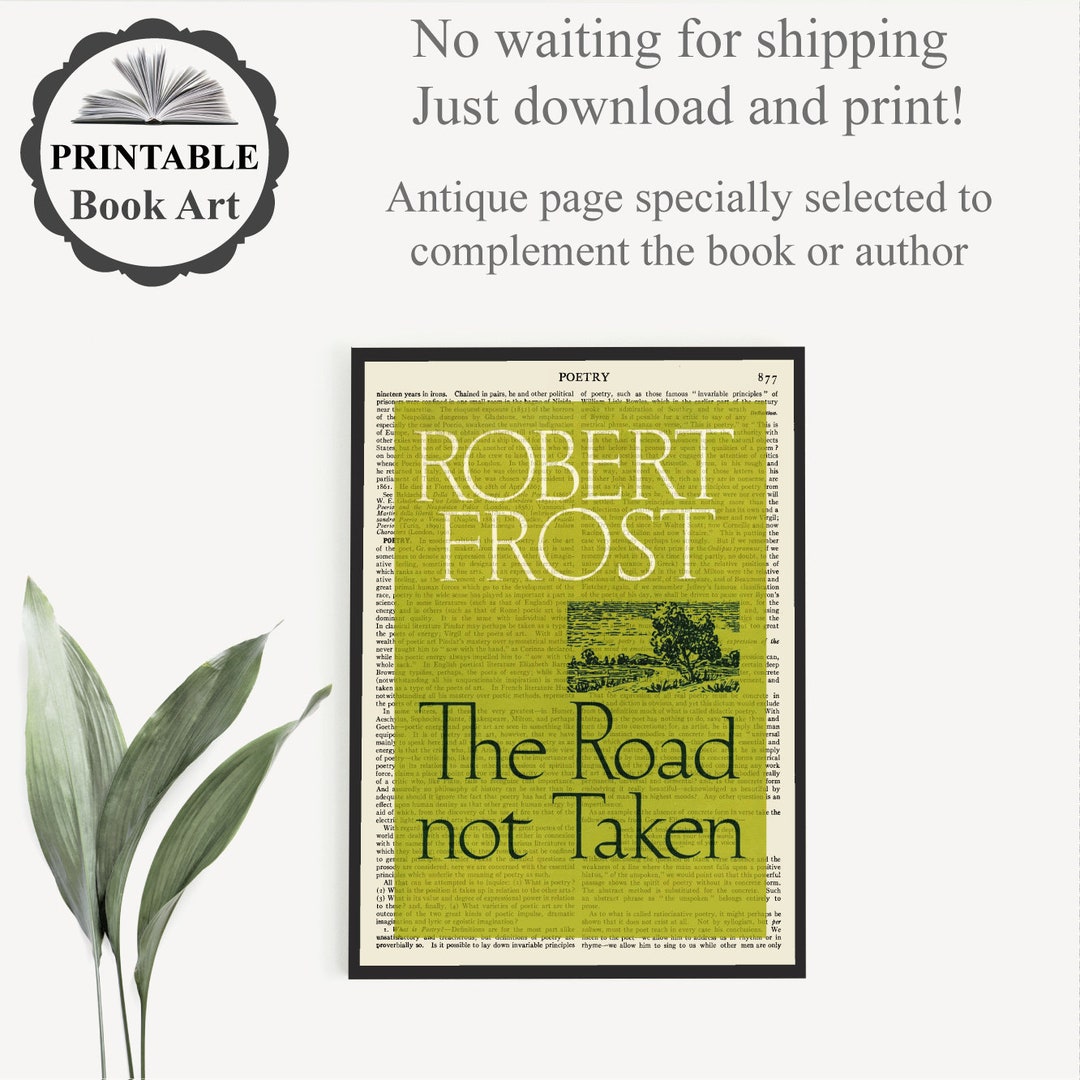 Printable 'the Road Not Taken' Book Cover Art Print, Robert Frost